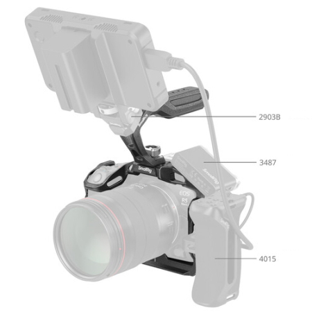 SmallRig 4976B Black Mamba - zestaw, klatka, uchwyt górny, zacisk kabla do Canon EOS R5 Mark II - przykład użycia